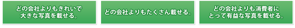 「どの会社よりもきれいで大きな写真を載せる」「どの会社よりもたくさん載せる」「どの会社よりも消費者にとって有益な写真を載せる」
