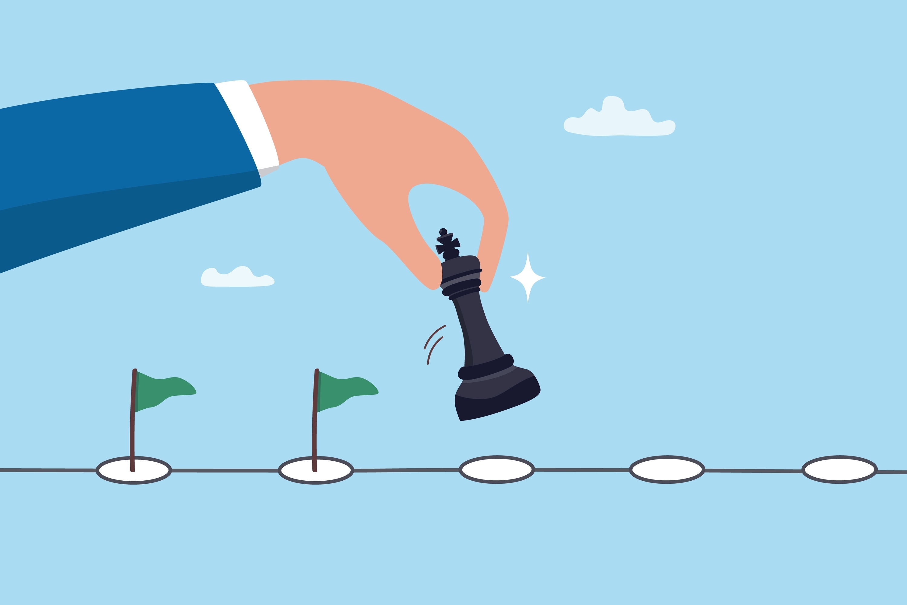 施策の成功に向けて駒を進める手元の画像